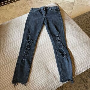Zara trafaluc distressed black jeans 8